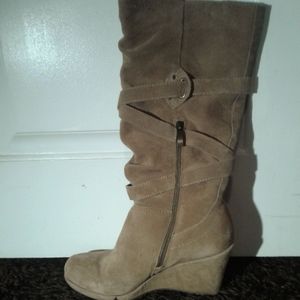 Brown Suade Knee High Boots (size 8)